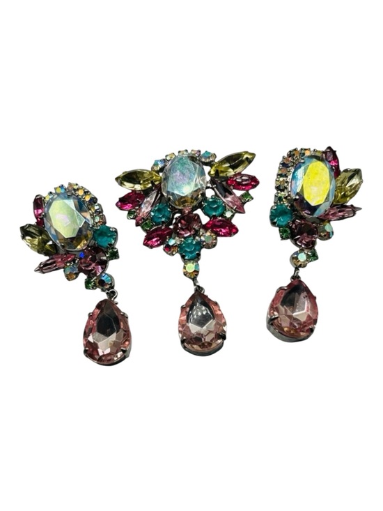 juliana Jewelry - Verified D&E Juliana Pastel Rhinestone Brooch and Drop Earrings